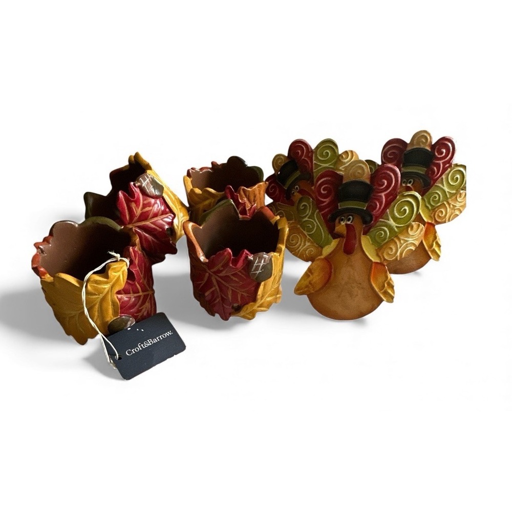 Fall Turkey Thanksgiving Napkin Holders‎ Set Of 7 New